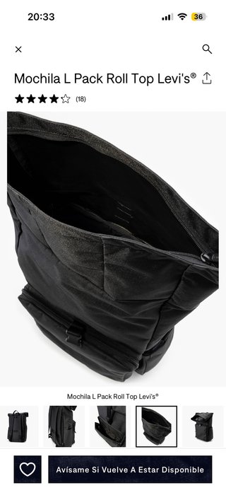 Mochila Levi's Roll Top Negra