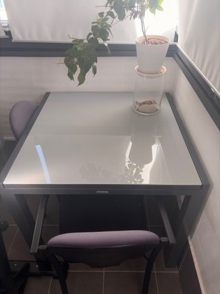 Mesa extensible jardín cristal y aluminio