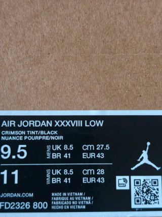 Zapatillas Jordan XXXVIII Low Talla 43 Nuevas