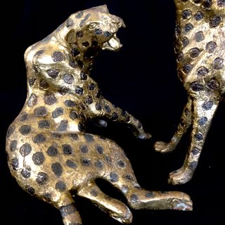 Figuras Vintage Leopardos Bronce