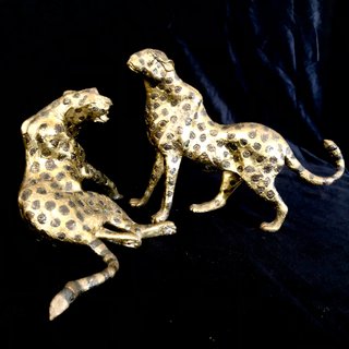 Figuras Vintage Leopardos Bronce