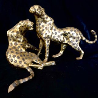 Figuras Vintage Leopardos Bronce
