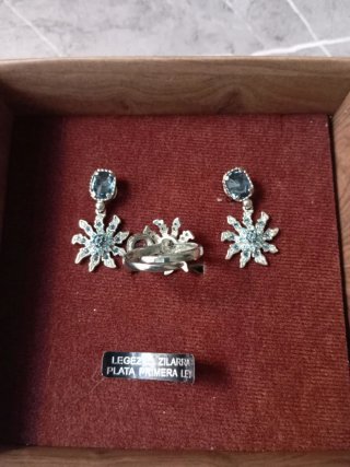 Conjunto Eguzkilore: Pendientes y Anillo de plata.
