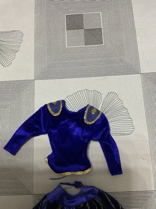Completo Barbie velluto blu oro per barbie