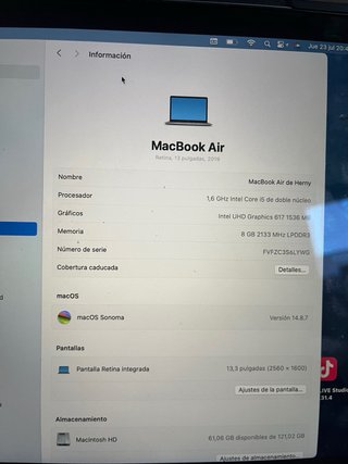 MacBook Air 2019 Plata/Gris Espacial