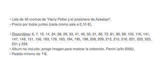 Cromos Harry Potter Prisionero Azkaban