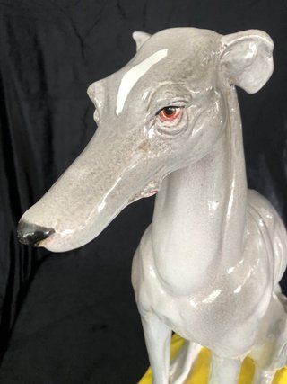 Antigua figura galgo ceramica italiana