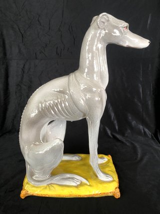 Antigua figura galgo ceramica italiana