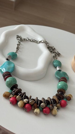 Collana pietre turchesi rosse donna