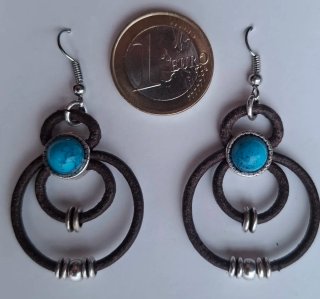 Pendientes Zamak Plata y Cuero