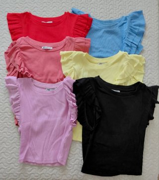 Lote 5 Camisetas Zara Volantes. Talla S