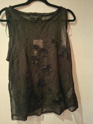 Camiseta Zara Transparente Negra Talla M
