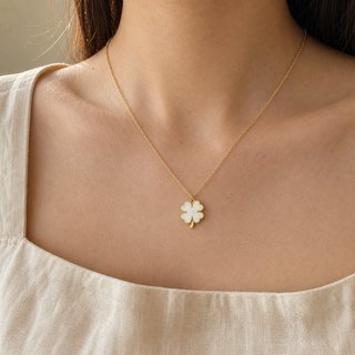 Collar Trébol Oro Blanco