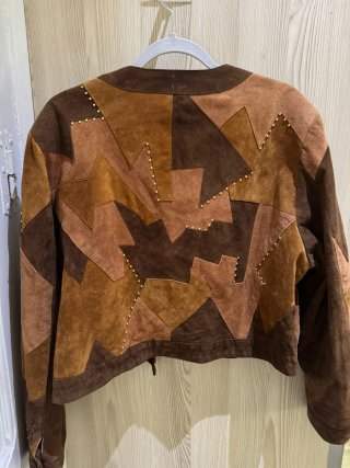 Chaqueta vintage patchwork tachuelas