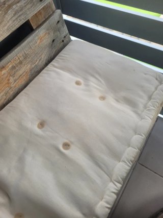 Conjunto Mesa bobina y Sofá de Palets con cojin