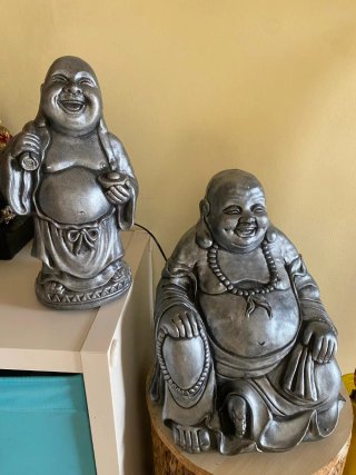 Conjunto 2 Budas Sonrientes Plata