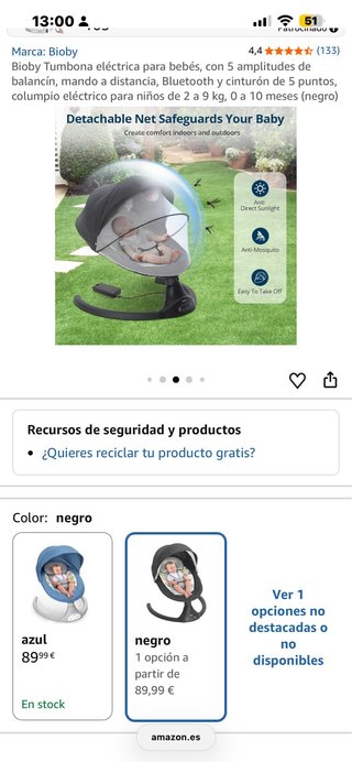 Silla Mecedora Eléctrica Bebé 0-10 Meses