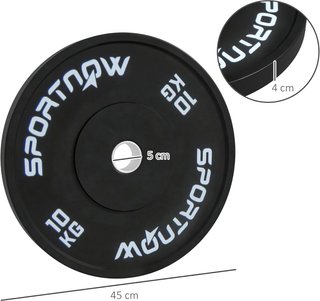 Juego De 2 Discos De Pesas De 10/20Kg, Discos Para Barra Y Mancuernas Con Conexión Ø5 Cm Para Entrenamiento En Casa Y Gimnasio, Negro