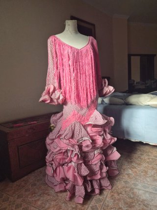 Vestido Flamenco Rosa con Flecos