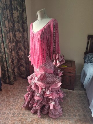 Vestido Flamenco Rosa con Flecos