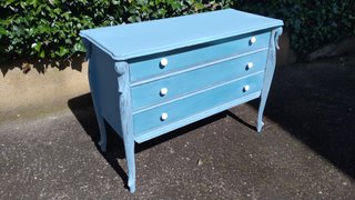 Cómoda Azul 3 Cajones Madera