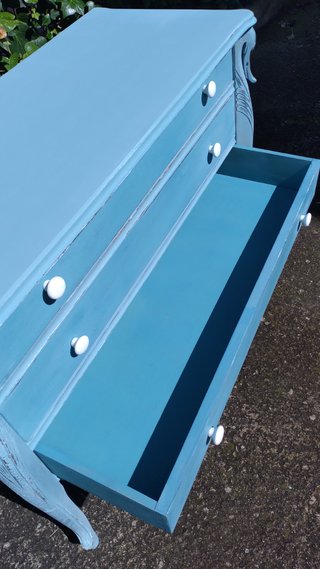 Cómoda Azul 3 Cajones Madera