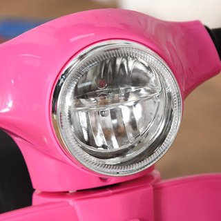 Moto Eléctrica para Niños 6V Con Licencia Oficial Vespa Batería, Motocicleta Eléctrica para Niños de 18-36 Meses Con Faros y Claxon, 66.5X38X52Cm, Rosa