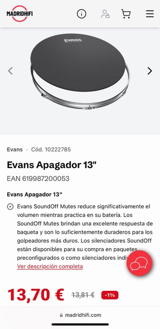 Apagadore batteria Evans SoundOff 13
