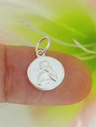 Mini medalla angelito 11mm plata de ley