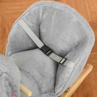 Caballo Balancín Koala de Peluche Acolchado con Sonidos, Cinturón de Seguridad y Base de Madera, 60X33X50Cm, Gris