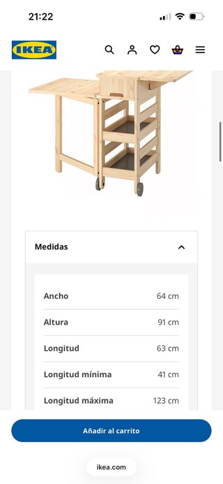 Mesa cocina abatible con ruedas