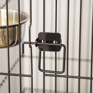 Jaula para Aves de Interior de Acero y Madera con Bandeja Extraíble, 4 Ruedas, Perchero y Contenedor de Alimentos, 50X49X137Cm, Negro