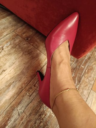 Décolleté Bata Pelle Rossa Ciliegia Tg 38