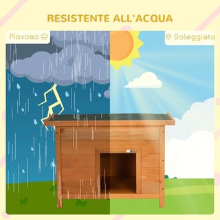 Caseta para Perros Impermeable de Exterior en Madera de Abeto, 85X58X58Cm