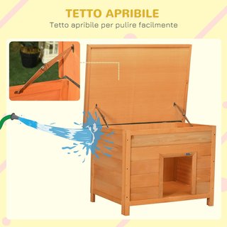Caseta para Perros Impermeable de Exterior en Madera de Abeto, 85X58X58Cm