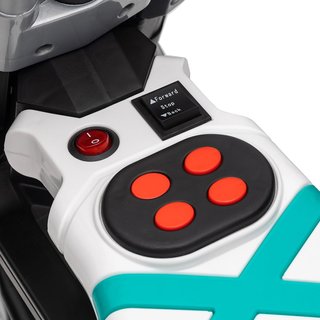 Moto Eléctrica para Niños 6V con Ruedines, Claxon, 4 Faros y Música, Motocicleta Eléctrica para Niños de 3-5 Años en PP y Metal, Velocidad 3 Km/H, 86X44X58 Cm, Blanca