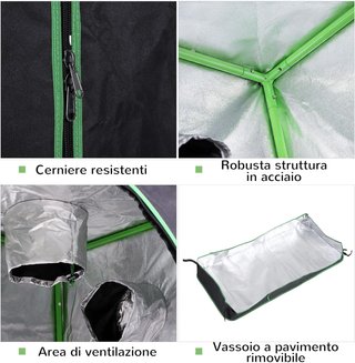 Tienda Hidropónica en Oxford 600D Con 3 Salidas de Aire Regulables y Ventana, Invernadero Hidropónico para Cultivo Con Orificio para Cables Internos, 120X60X150 Cm, Negro