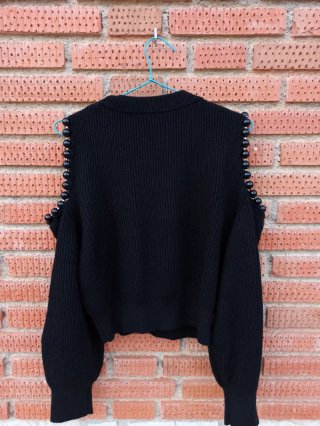 Jersey Zara Negro Hombros Descubiertos
