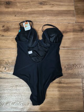 Bañador mujer negro con detalles azules