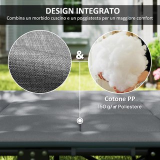 Cama de Camping Plegable con Cojín Integrado y Bolsillo Lateral, Camilla de Camping de Metal y Poliéster, Resistente hasta 150 Kg, 187X67X37 Cm, Gris