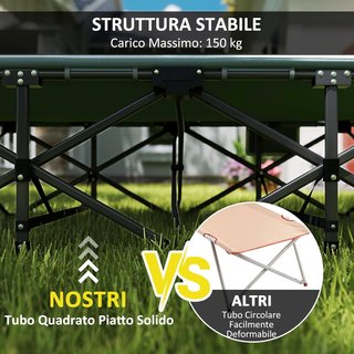 Cama de Camping Plegable con Cojín Integrado y Bolsillo Lateral, Camilla de Camping de Metal y Poliéster, Resistente hasta 150 Kg, 187X67X37 Cm, Gris