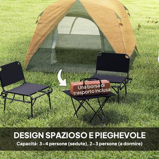 Tienda De Camping Para 3 Personas Con Suelo, Tienda De Trekking Familiar En Forma De Cúpula Impermeable 3000Mm Con Bolsillos Extraíbles, Gancho Para Linterna Y Bolsa De Transporte