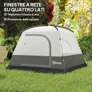 Tienda De Camping Para 3 Personas Con Suelo, Tienda De Trekking Familiar En Forma De Cúpula Impermeable 3000Mm Con Bolsillos Extraíbles, Gancho Para Linterna Y Bolsa De Transporte