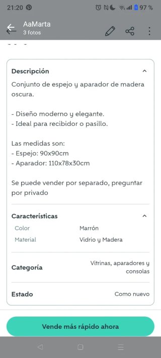 Mesa y espejo de entrada madera oscura