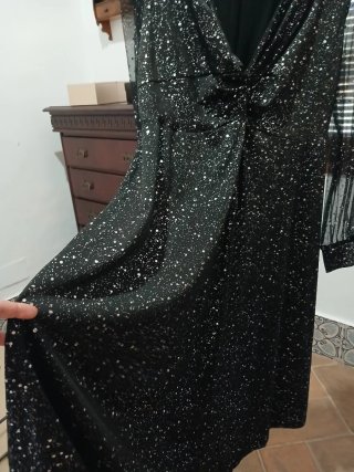 Vestido fiesta  negro y plata