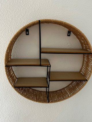 Estantería circular ratán y madera