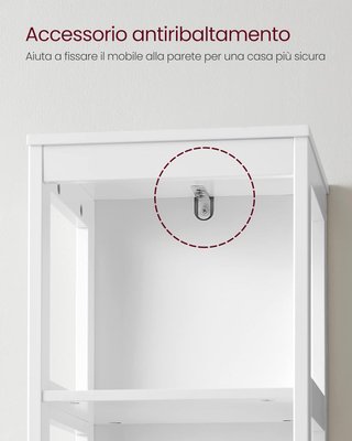 Mueble Alto De Baño, Armario De Baño, Mueble De Baño, Con 2 Cajones Y 3 Compartimentos Abiertos, 30 X 30 X 141,5 Cm, para Baño, Sala De Estar, Cocina, Blanco BBC66WT