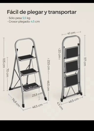 NUEVA! Escalera plegable ultra delgada 3 peldaños