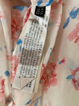 Camisa Massimo Dutti Seda Floral Beige Rosa