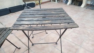 Conjunto mesa y 2 sillas madera y metal